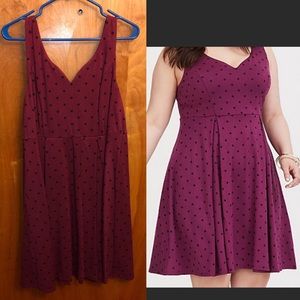 NWT Torrid raspberry and black polka dot dress
